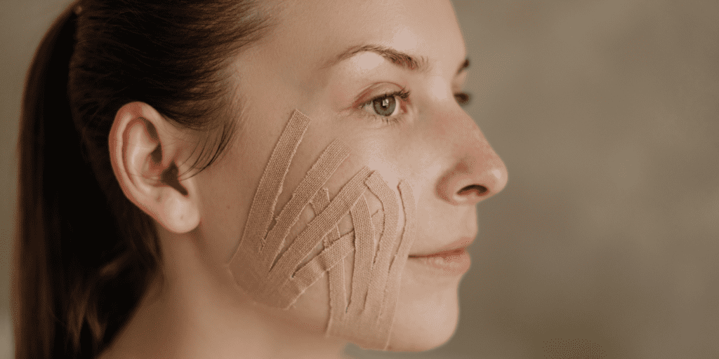 Kinesiotaping logopedyczny – aplikacja taśm wspierająca mięśnie twarzy